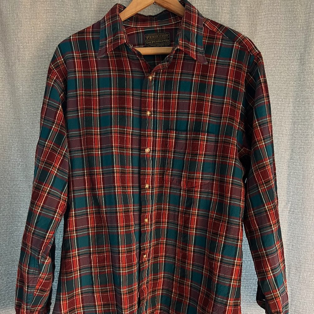 Vintage Red & Turquoise Pendleton Flannel